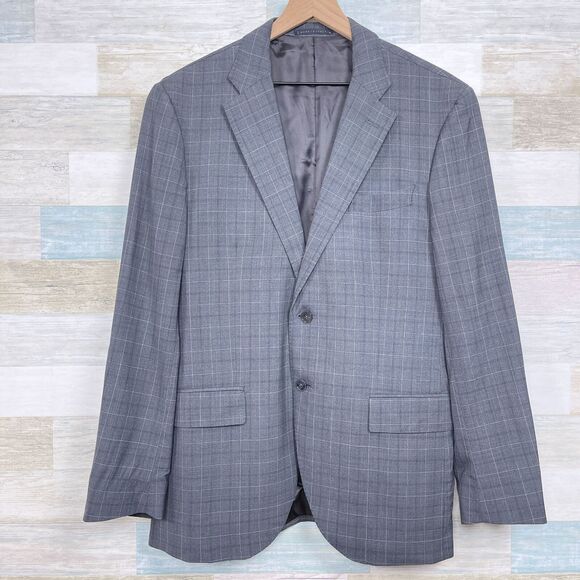 Luigi Bianchi Mantova Ermenegildo Zegna Sport Coat Gray Check Wool Mens 46R